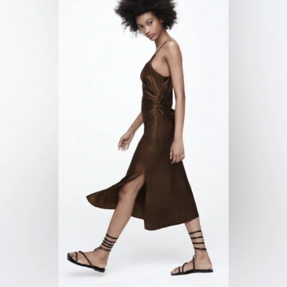 Zara Satin Effect Midi Dress - Picture 3 of 3